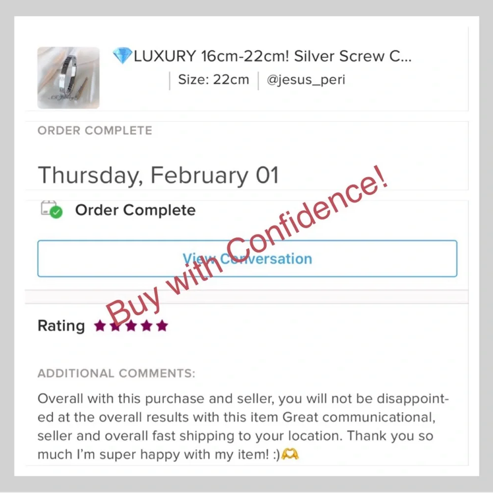 💎LUXURY 16cm Silver Cuff Bangle, Bracelet Complete Secure Screw Closure Fasten